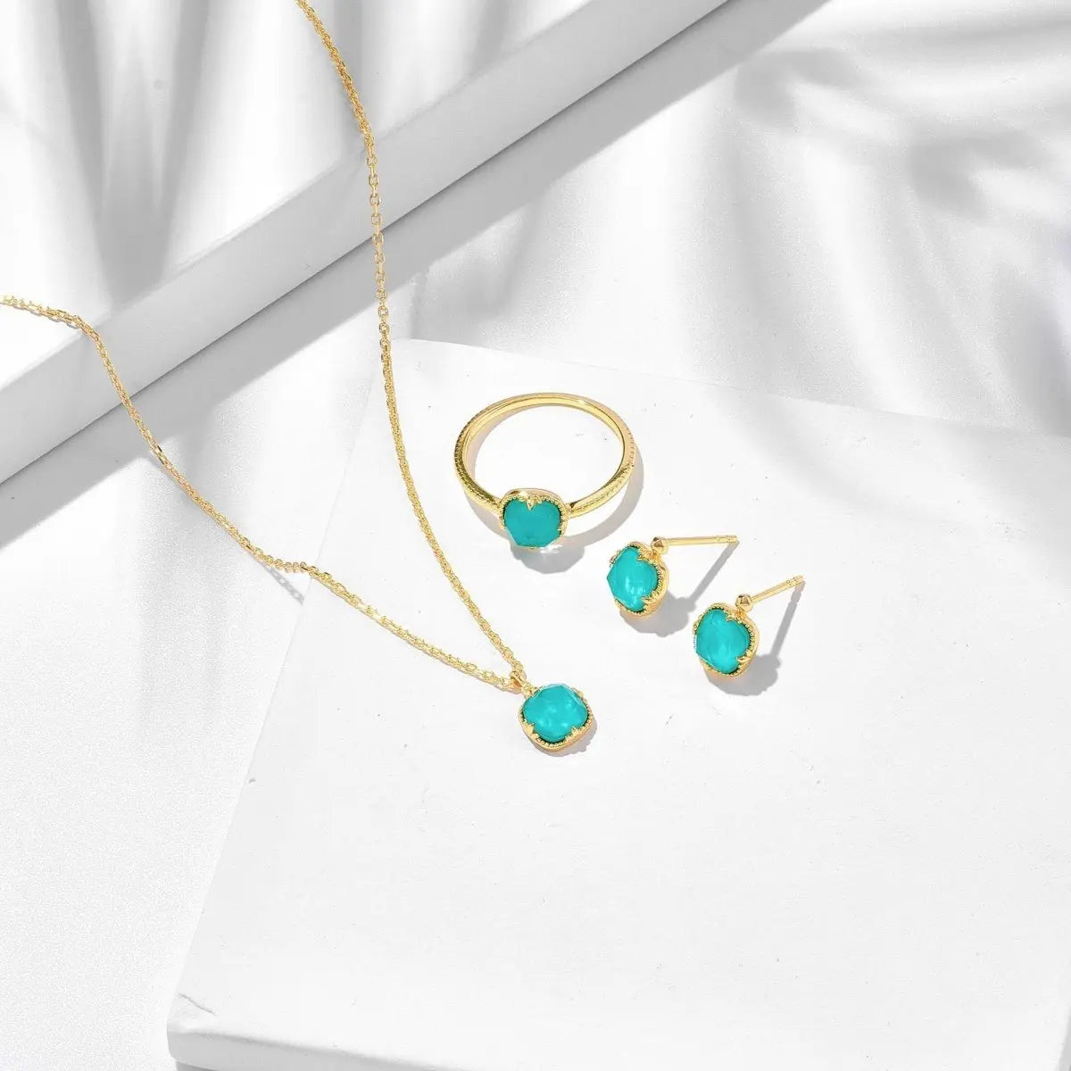 Turquoise Earrings Square White Crystal Earrings-Jewearrings