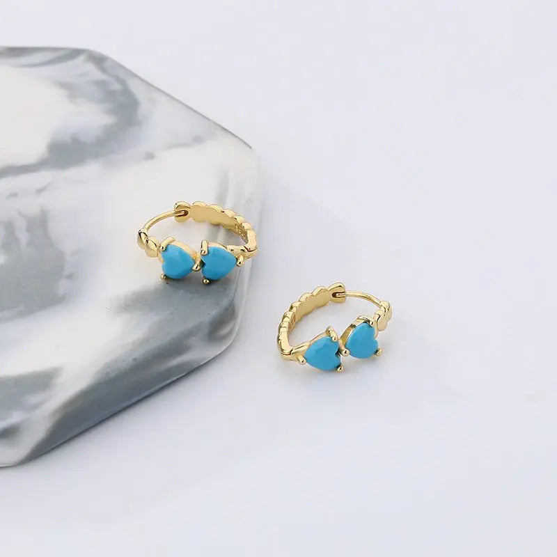 Turquoise Earrings Sterling Silver Love Earrings-Jewearrings