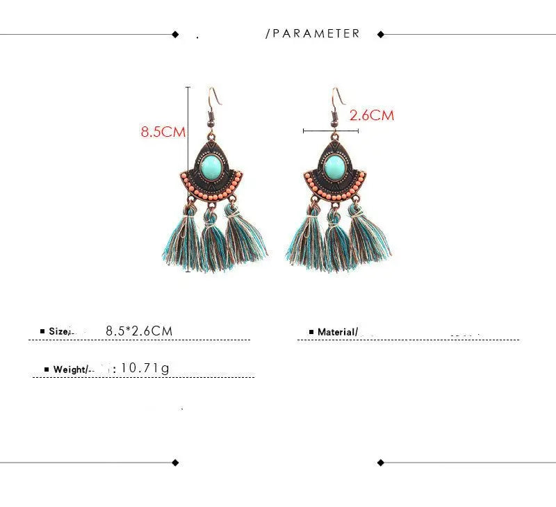 Turquoise Earrings Tassel Earrings-Jewearrings