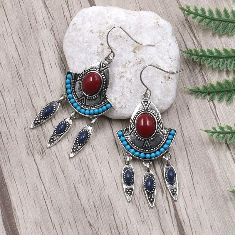 Turquoise Earrings - Tassel Long-Jewearrings