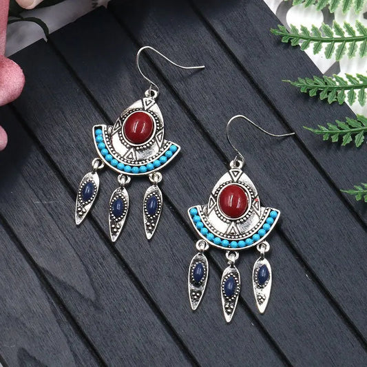 Turquoise Earrings - Tassel Long-Jewearrings