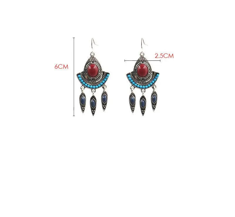 Turquoise Earrings - Tassel Long-Jewearrings