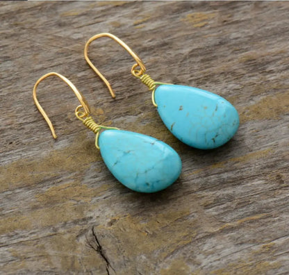 Turquoise Earrings Teardrop Vintage-Jewearrings