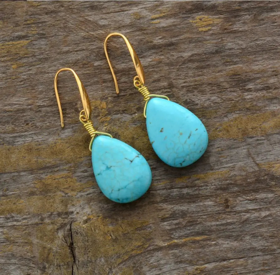 Turquoise Earrings Teardrop Vintage-Jewearrings