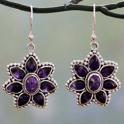 Turquoise Earrings Thai Silver Amethyst-Jewearrings