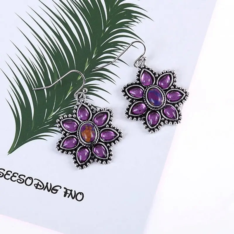 Turquoise Earrings Thai Silver Amethyst-Jewearrings