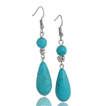 Turquoise Earrings Tibetan Ethnic Retro Earrings-Jewearrings