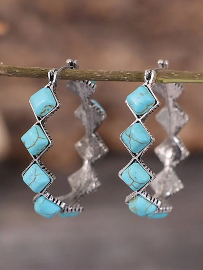 Turquoise Earrings U-shaped Earrings-Jewearrings