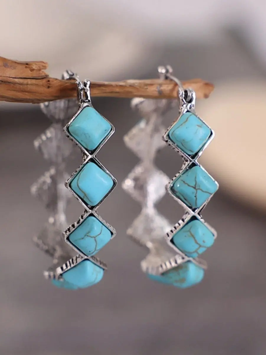 Turquoise Earrings U-shaped Earrings-Jewearrings