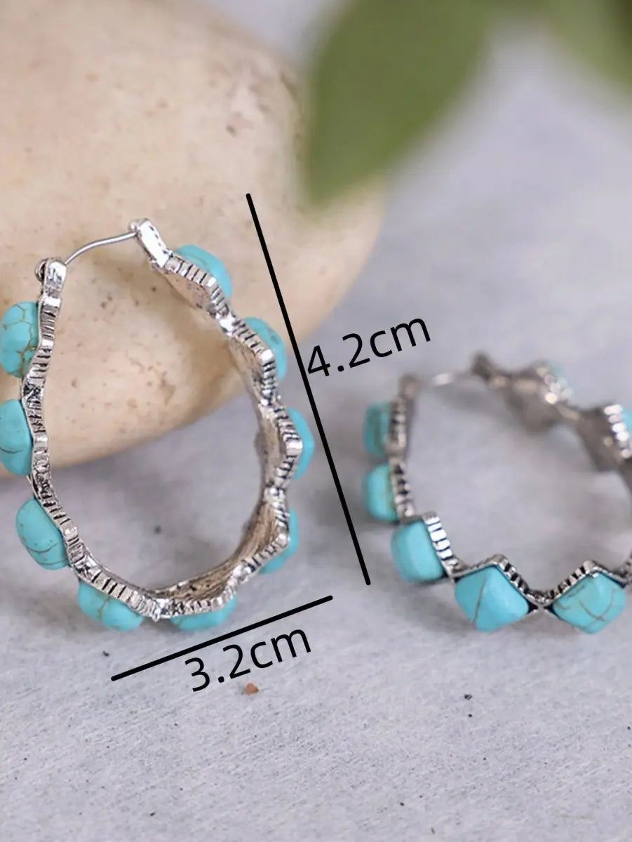 Turquoise Earrings U-shaped Earrings-Jewearrings