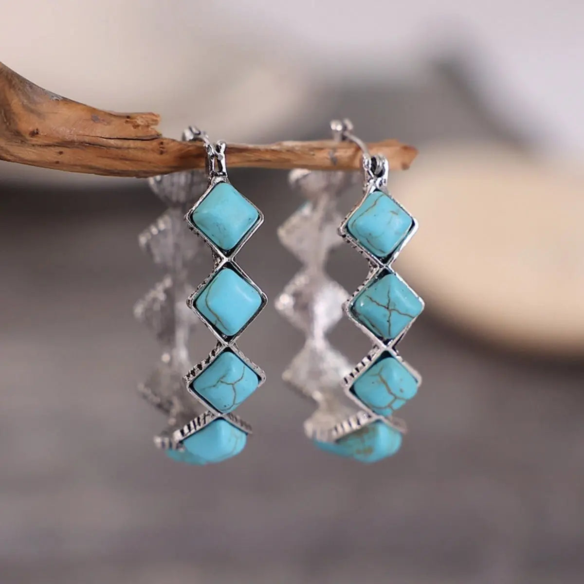 Turquoise Earrings U-shaped Earrings-Jewearrings