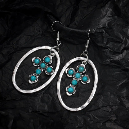 Turquoise Earrings Vintage Cross-Jewearrings