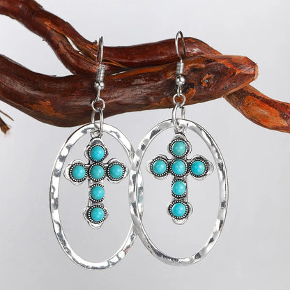 Turquoise Earrings Vintage Cross-Jewearrings