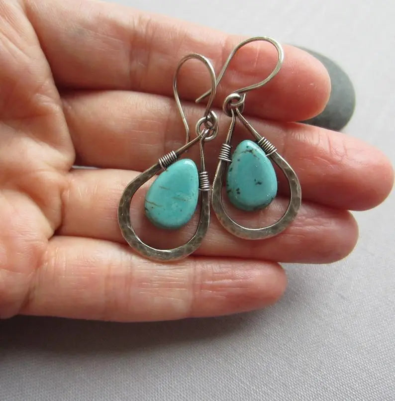 Turquoise Earrings Vintage Drop Earrings-Jewearrings