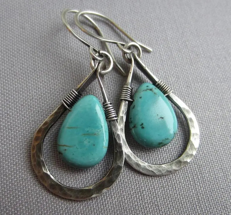 Turquoise Earrings Vintage Drop Earrings-Jewearrings