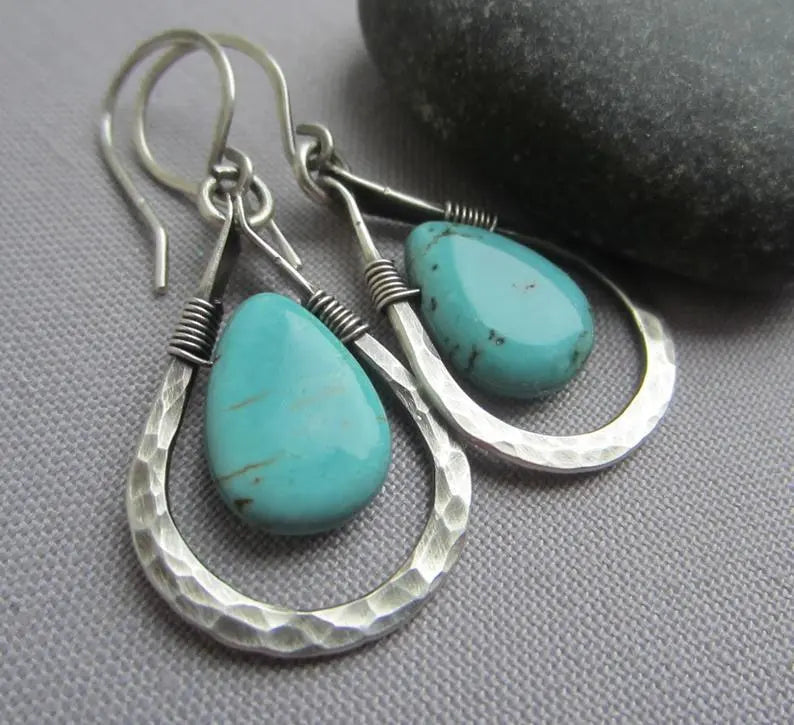 Turquoise Earrings Vintage Drop Earrings-Jewearrings