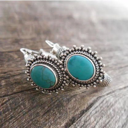 Turquoise Earrings Vintage Peacock Feather-Jewearrings