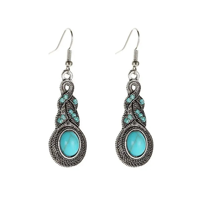 Turquoise Earrings Vintage Peacock Feather-Jewearrings