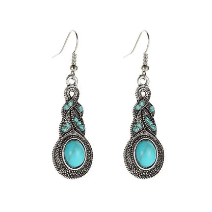 Turquoise Earrings Vintage Peacock Feather-Jewearrings