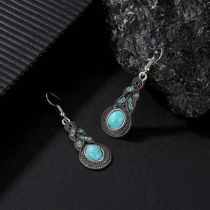 Turquoise Earrings Vintage Peacock Feather-Jewearrings