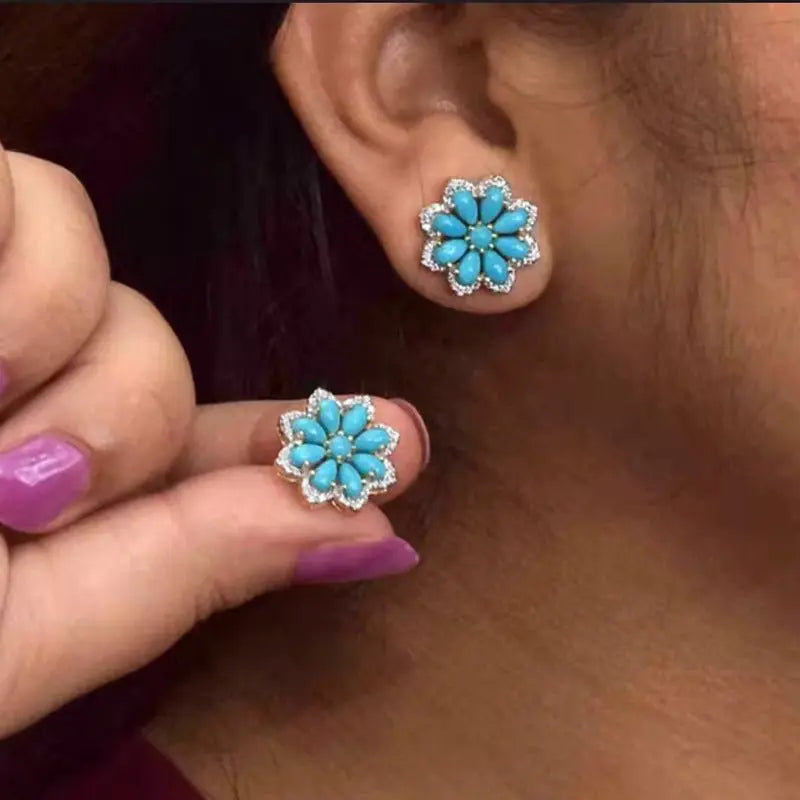 Turquoise Earrings Vintage Peacock Feather-Jewearrings