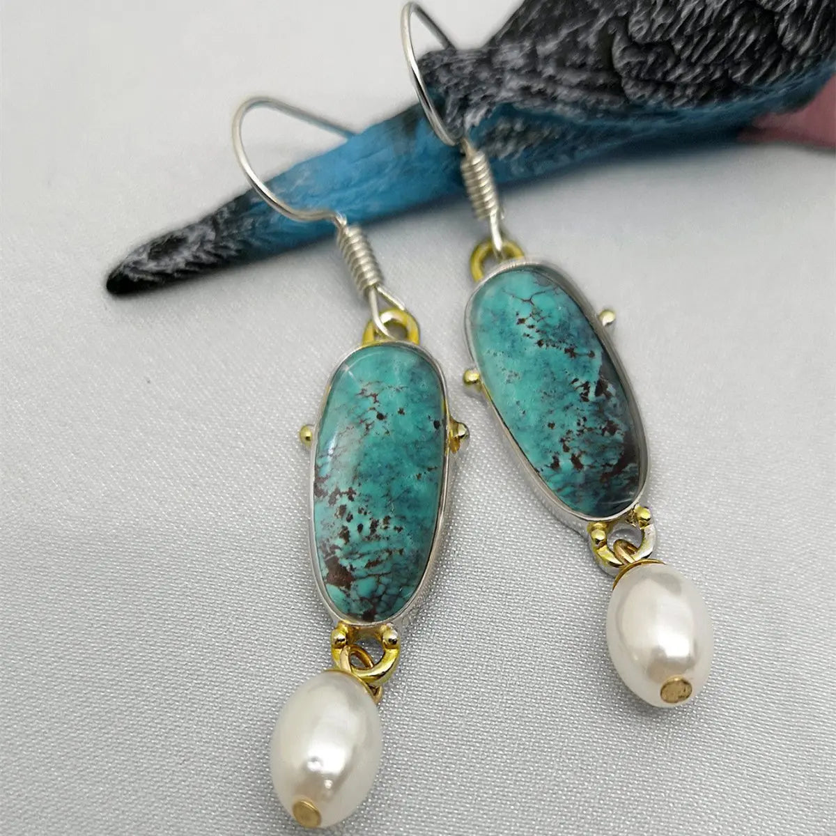 Turquoise Earrings Vintage Pearl-Jewearrings