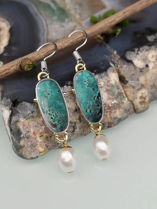 Turquoise Earrings Vintage Pearl-Jewearrings