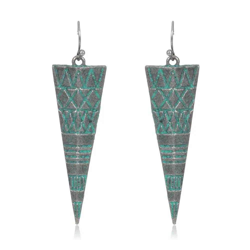 Turquoise Earrings Vintage Round Alloy Tassel-Jewearrings