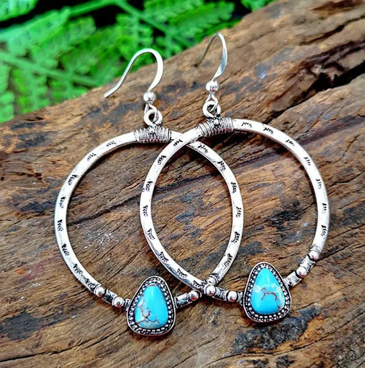 Turquoise Earrings Vintage Silver Earrings-Jewearrings