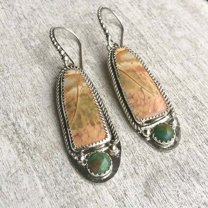 Turquoise Earrings Vintage Thai Silver Earrings-Jewearrings