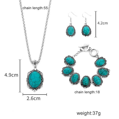 Turquoise Ethnic Style Set-Jewearrings