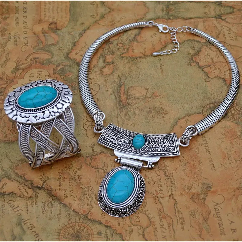 Turquoise Ethnic Style Set-Jewearrings