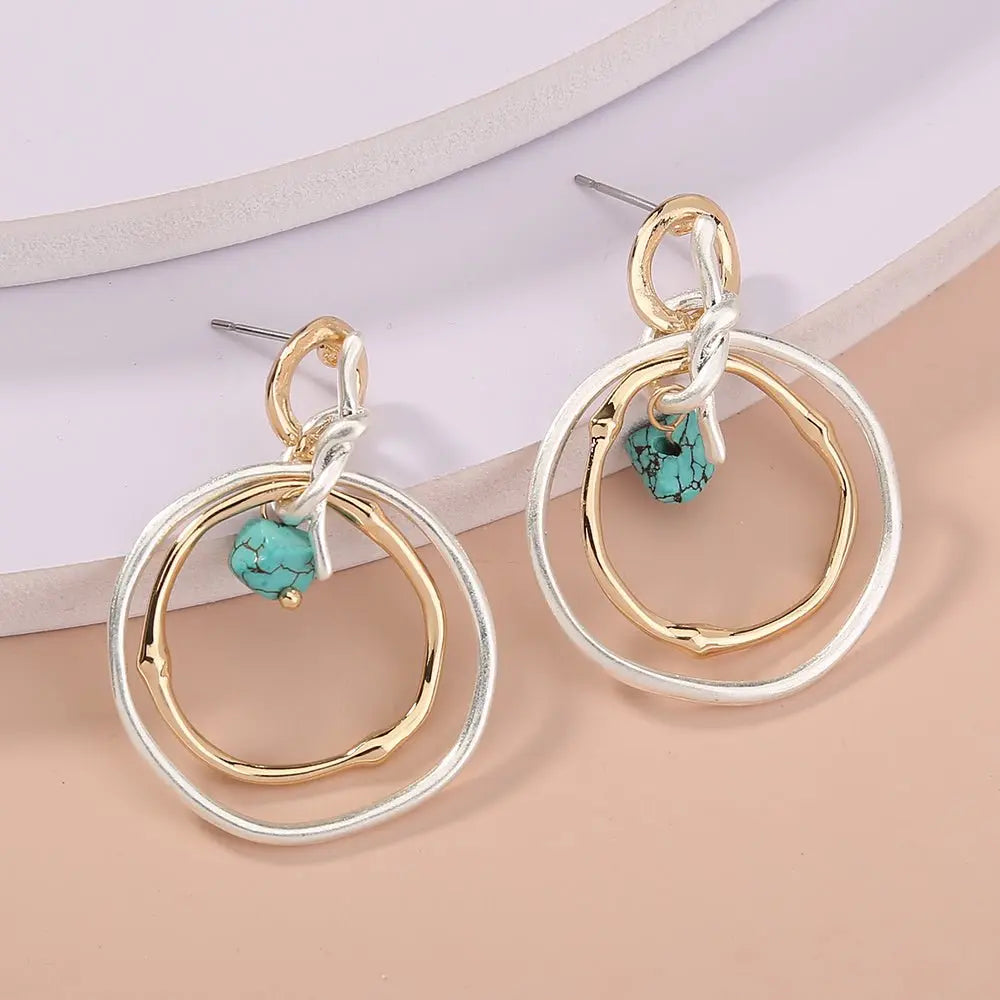 Turquoise Irregular Wave Earrings-Jewearrings