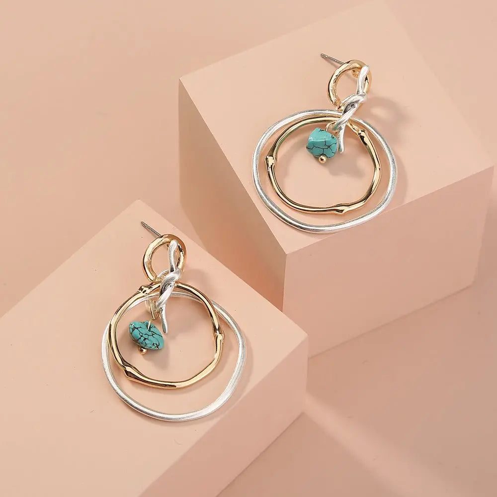 Turquoise Irregular Wave Earrings-Jewearrings