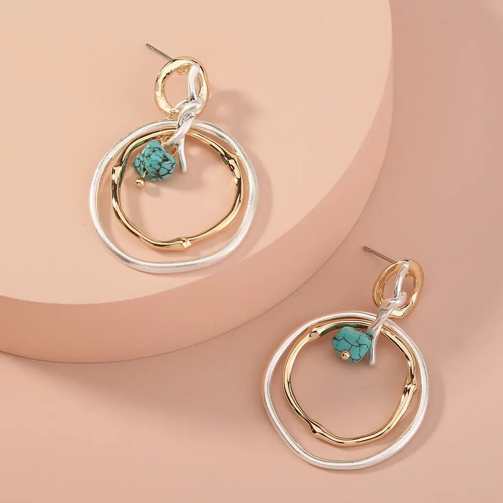 Turquoise Irregular Wave Earrings-Jewearrings