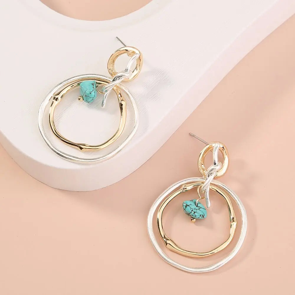 Turquoise Irregular Wave Earrings-Jewearrings