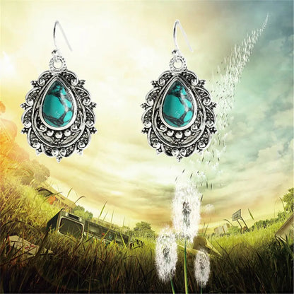 Turquoise Pear Shaped Earrings-Jewearrings