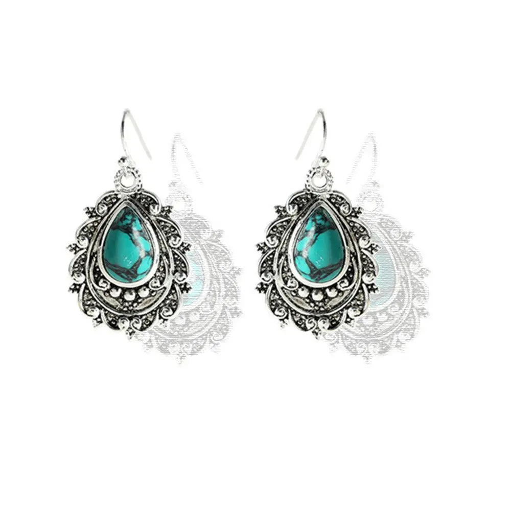 Turquoise Pear Shaped Earrings-Jewearrings