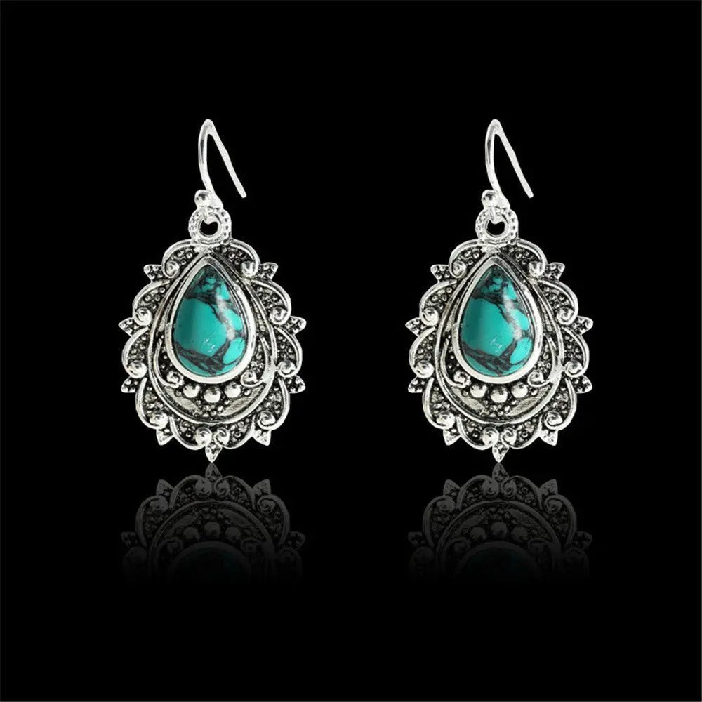 Turquoise Pear Shaped Earrings-Jewearrings