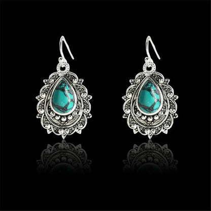 Turquoise Pear Shaped Earrings-Jewearrings