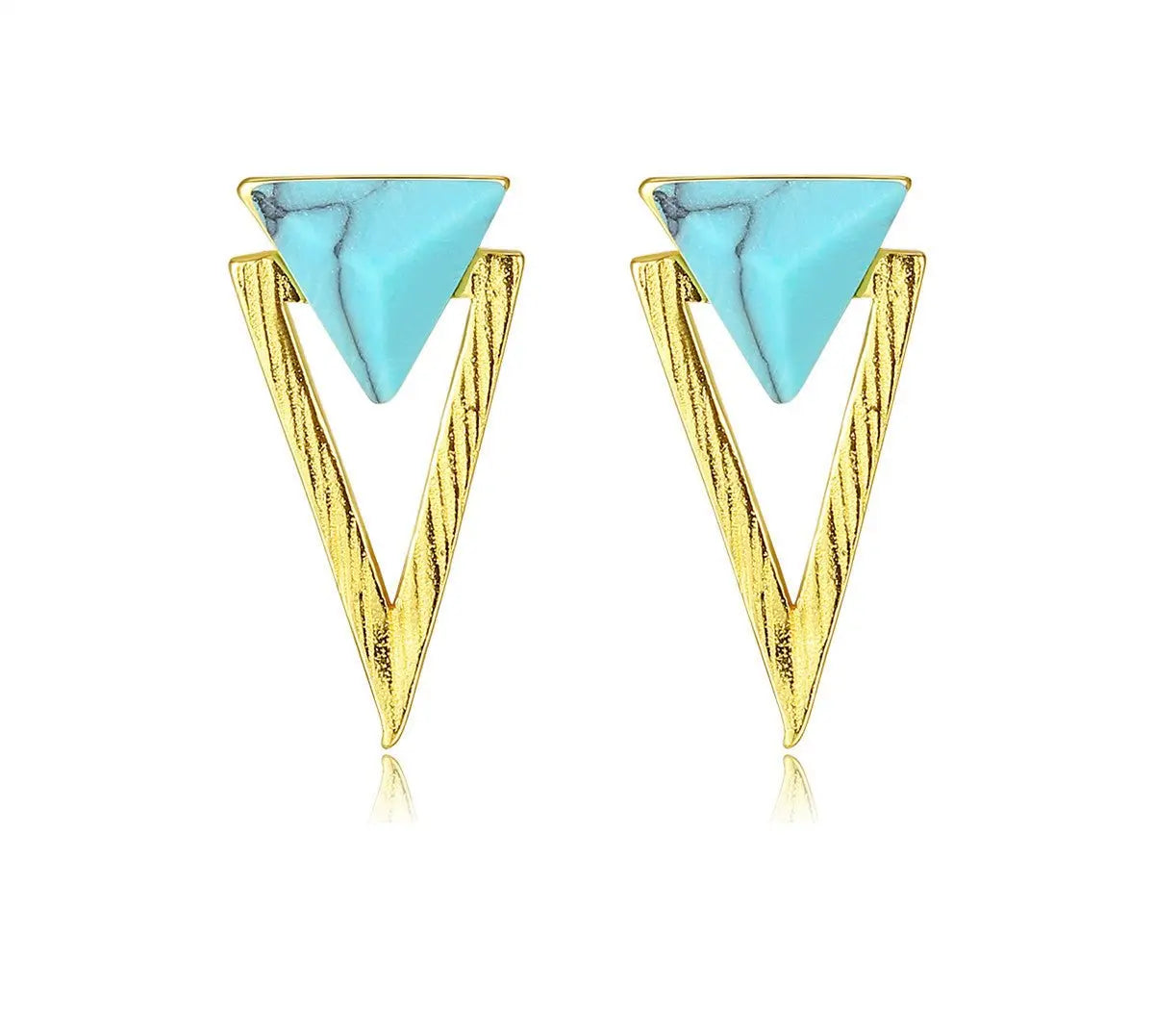 Turquoise Triangle Earrings-Jewearrings