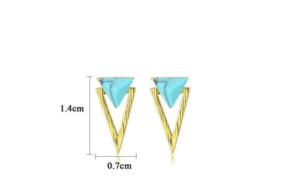 Turquoise Triangle Earrings-Jewearrings