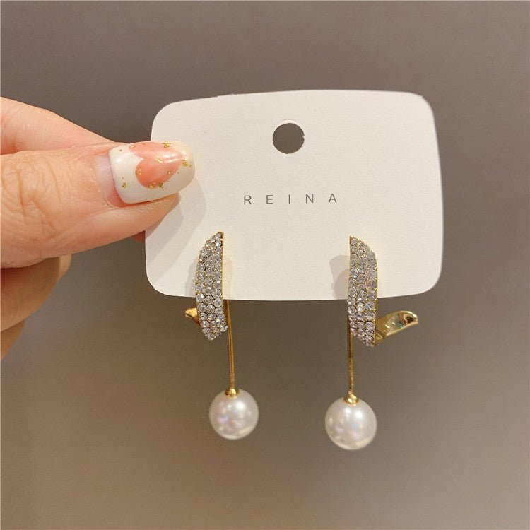 Two Full Diamond Wings Pearl Earrings Personality-Jewearrings