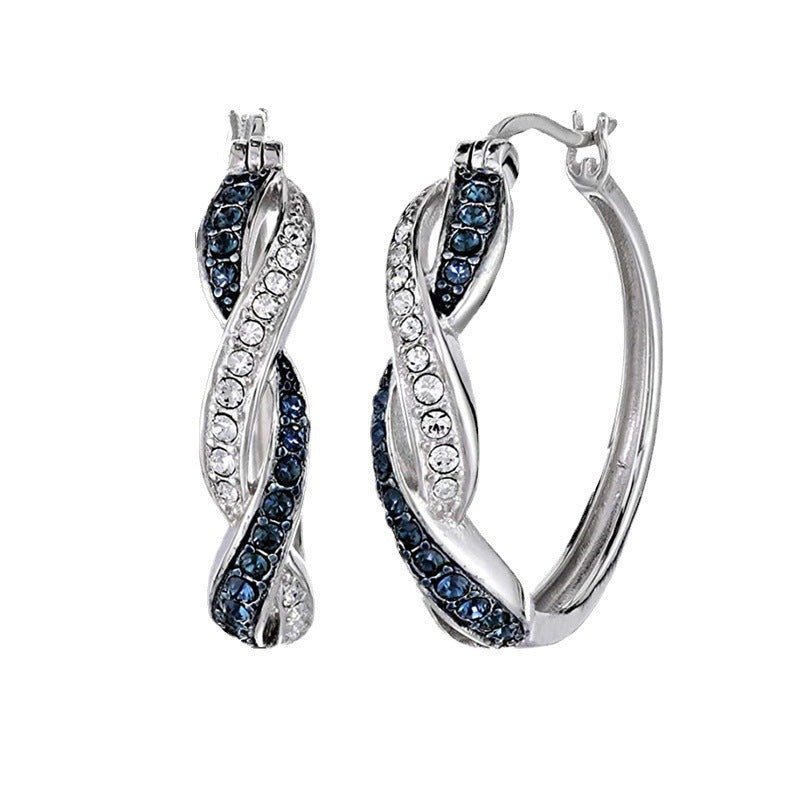 Two-tone Earrings Women's Fashion Diamond Stud Earrings-Jewearrings