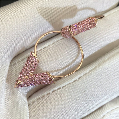 U-Shaped Diamond Big V Earrings Brass-Jewearrings