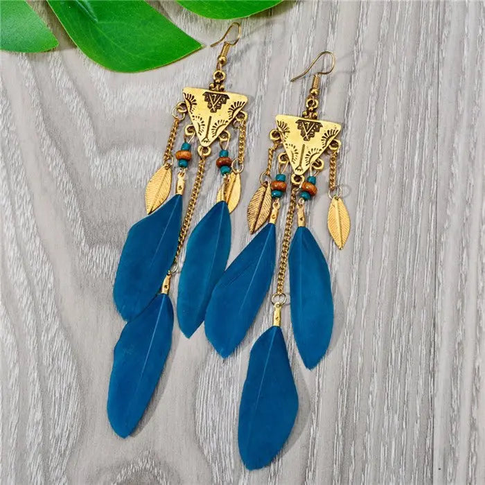 Unique Feather Earrings - Boho Style for Men & Women-Jewearrings