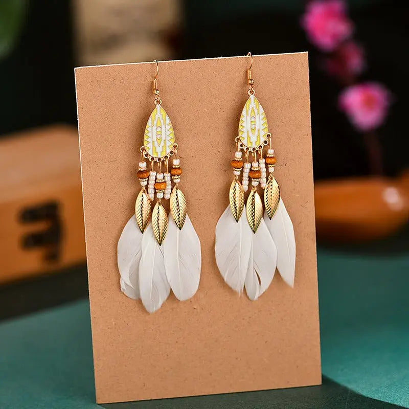 Unique Feather Earrings - Boho Style for Men & Women-Jewearrings