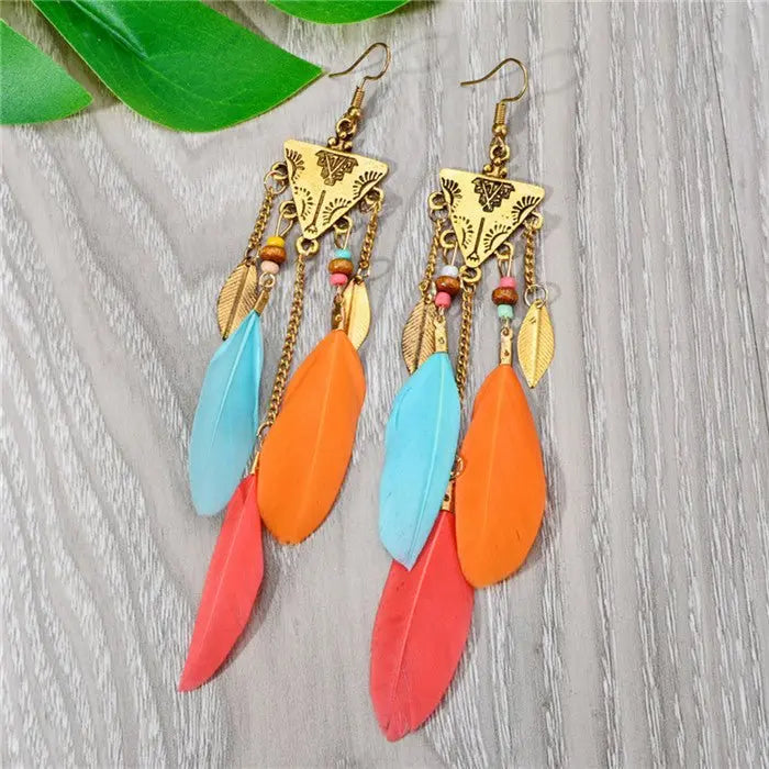 Unique Feather Earrings - Boho Style for Men & Women-Jewearrings