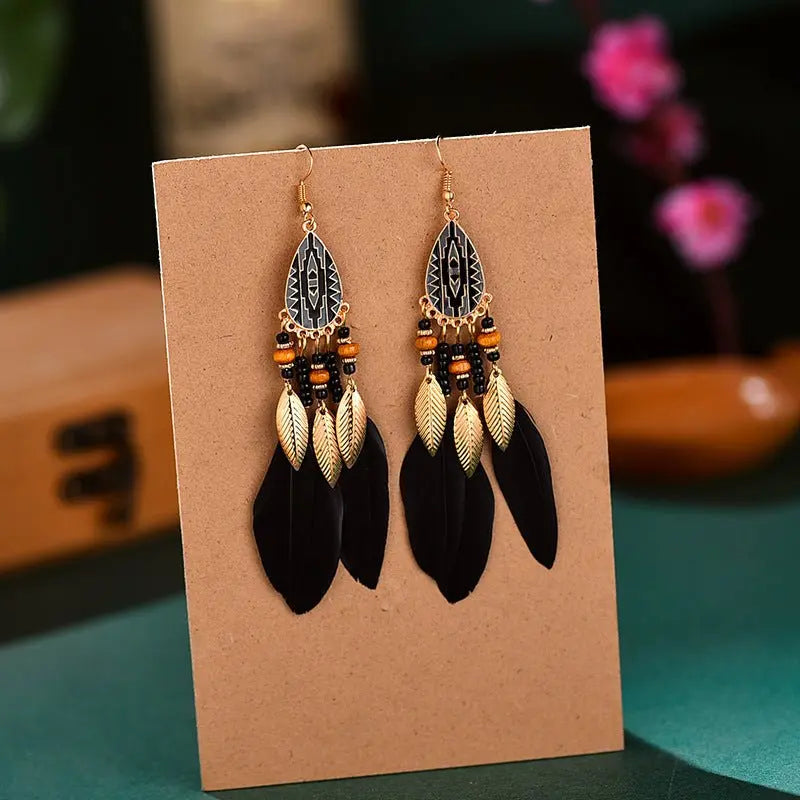 Unique Feather Earrings - Boho Style for Men & Women-Jewearrings