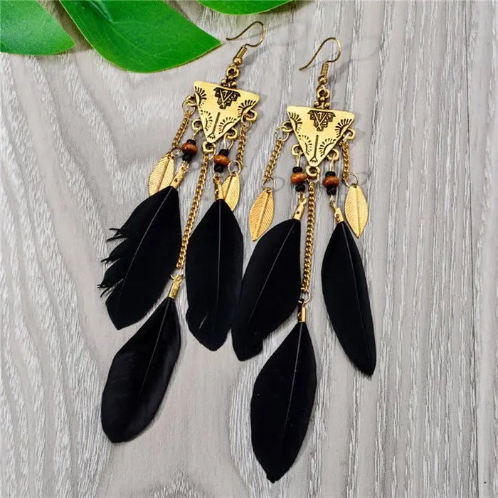 Unique Feather Earrings - Boho Style for Men & Women-Jewearrings